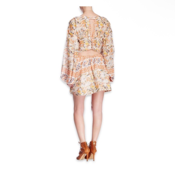Free People Silver Sun‎ Cutout Print Dress size large orange ivory boho EUC - Picture 6 of 16